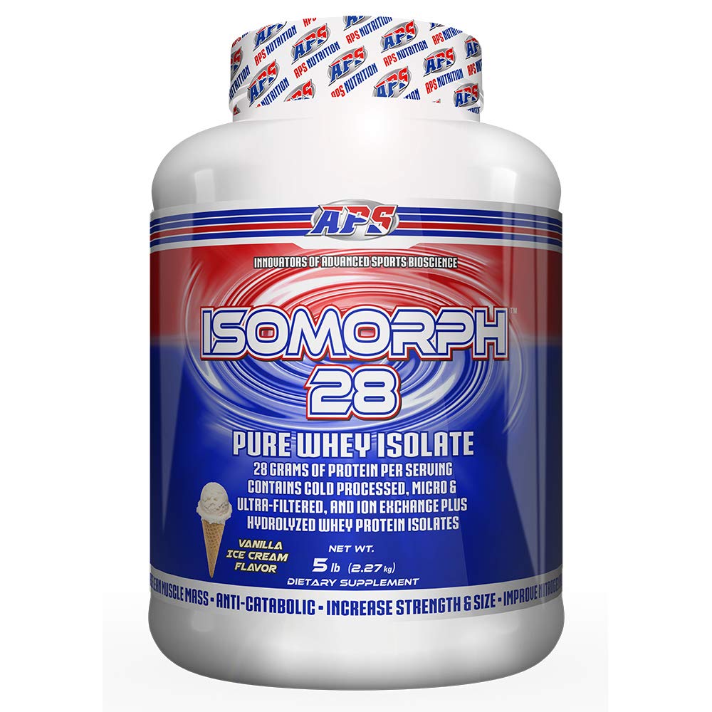 APS Nutrition Isomorph 28 whey isolate powder in a scoop-ready container for quick, clean protein.
