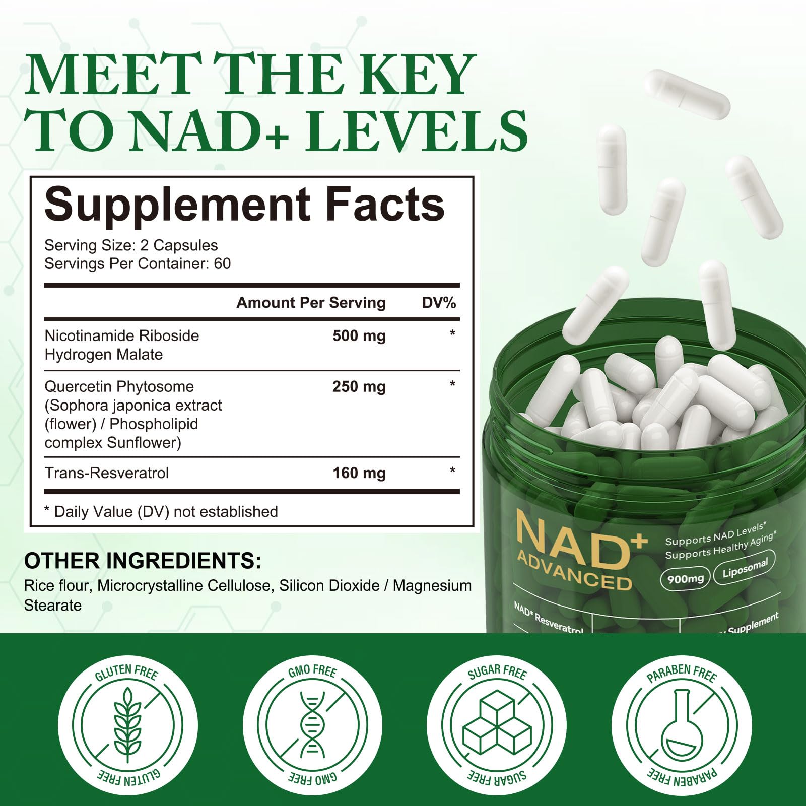 GMP lab-certified NAD supplement label