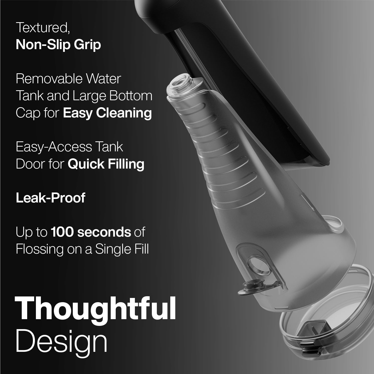 Three flossing modes: Normal, Soft, Pulse