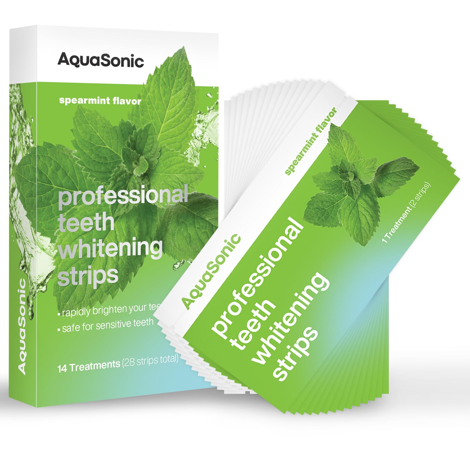 AquaSonic Professional Teeth Whitening Strips packaging and product shot