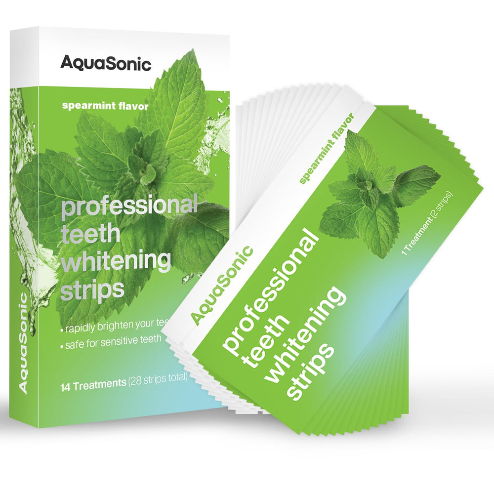 AquaSonic Professional Teeth Whitening Strips packaging and product shot