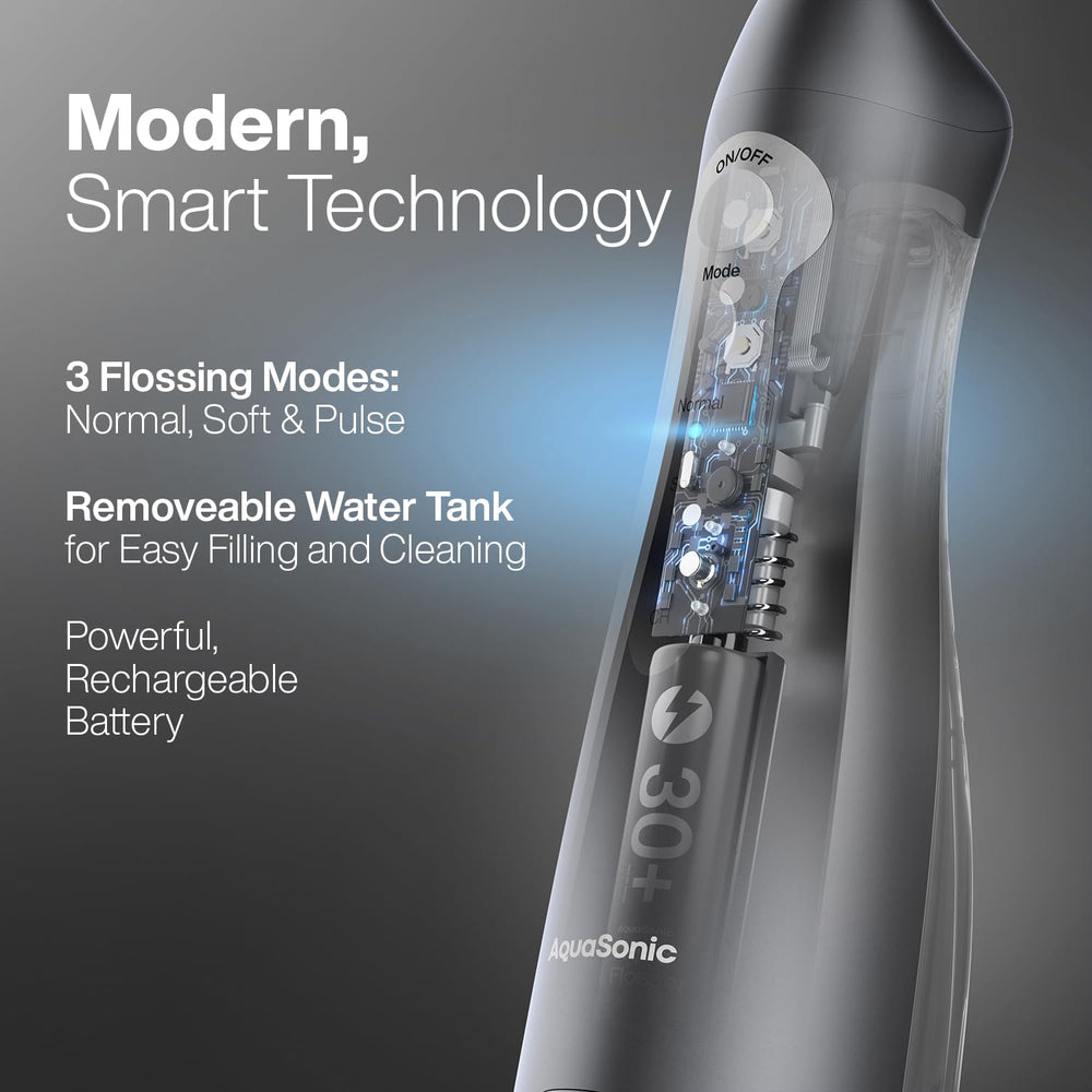 Rechargeable lithium-ion battery powering AquaSonic