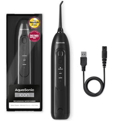 AquaSonic Icon Water Flosser Onyx color with jet tip