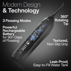 Three flossing modes and battery indicators on the Icon Water Flosser