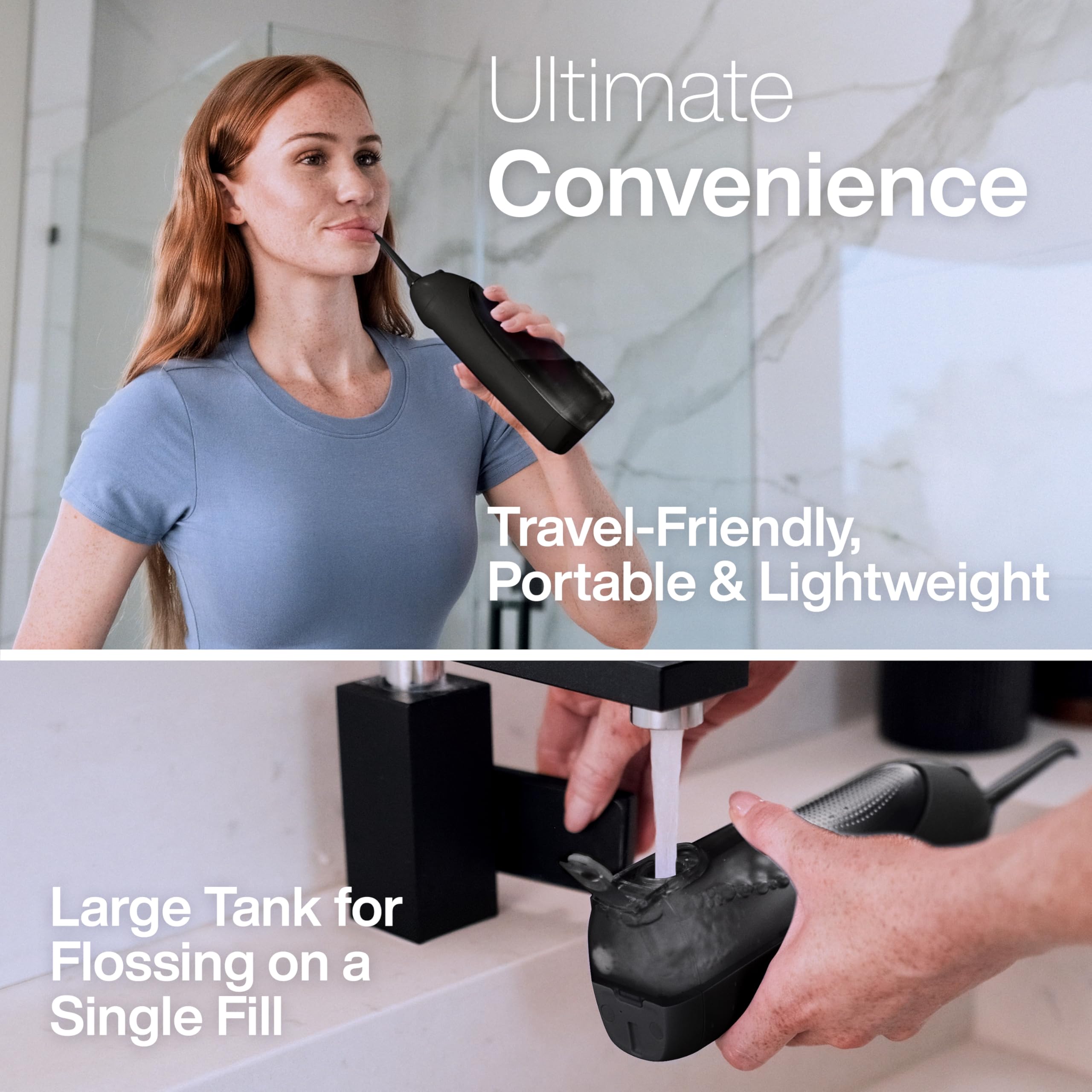 Package includes Icon Water Flosser, one jet tip and charging cord
