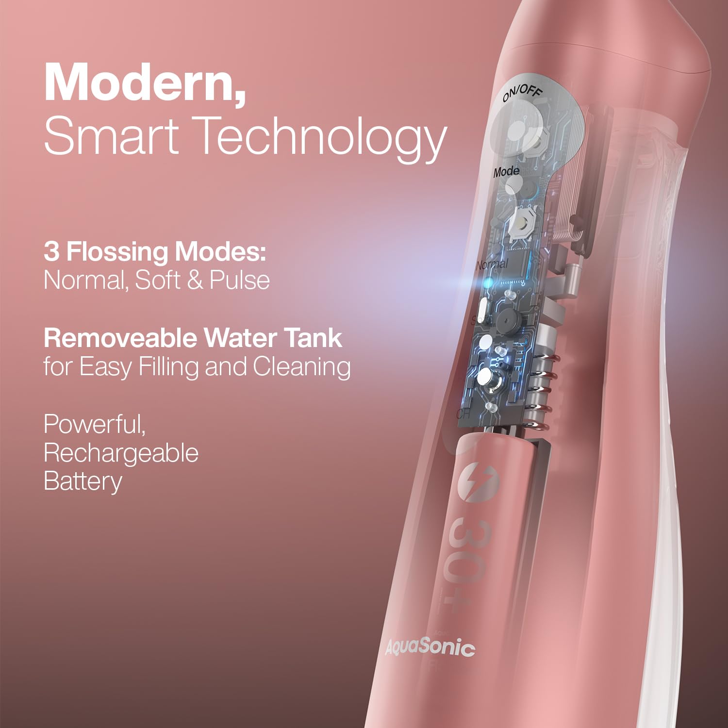 Five interchangeable jet tips including orthodontic and periodontal tips