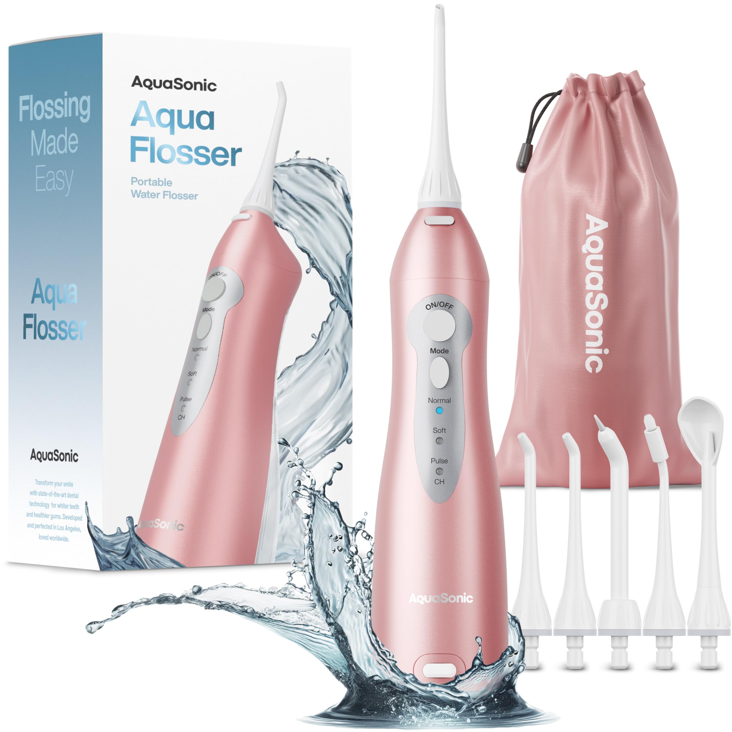 AquaSonic cordless water flosser for teeth cleaning