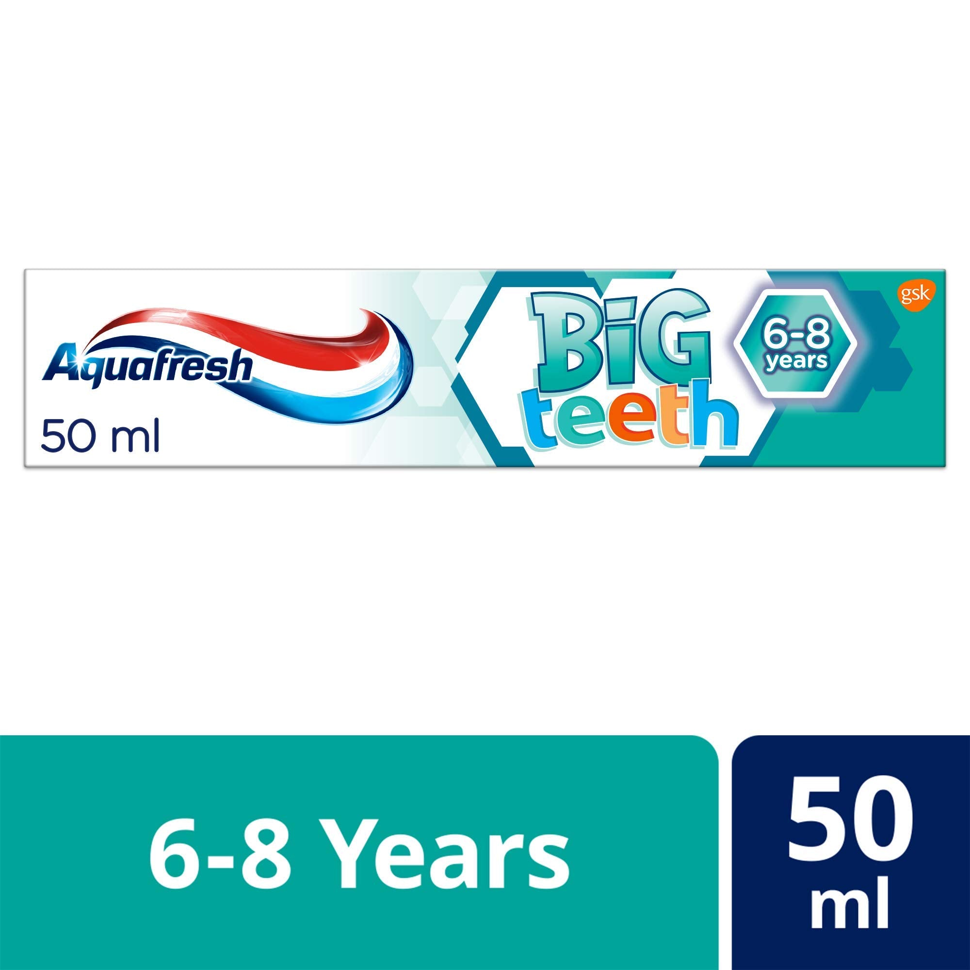 Close-up of Aquafresh My Big Teeth toothpaste tube