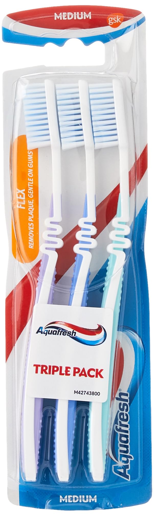 Close-up of medium bristles on Aquafresh toothbrush