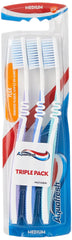 Close-up of medium bristles on Aquafresh toothbrush