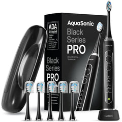 Front view of Aquasonic Black Series PRO toothbrush