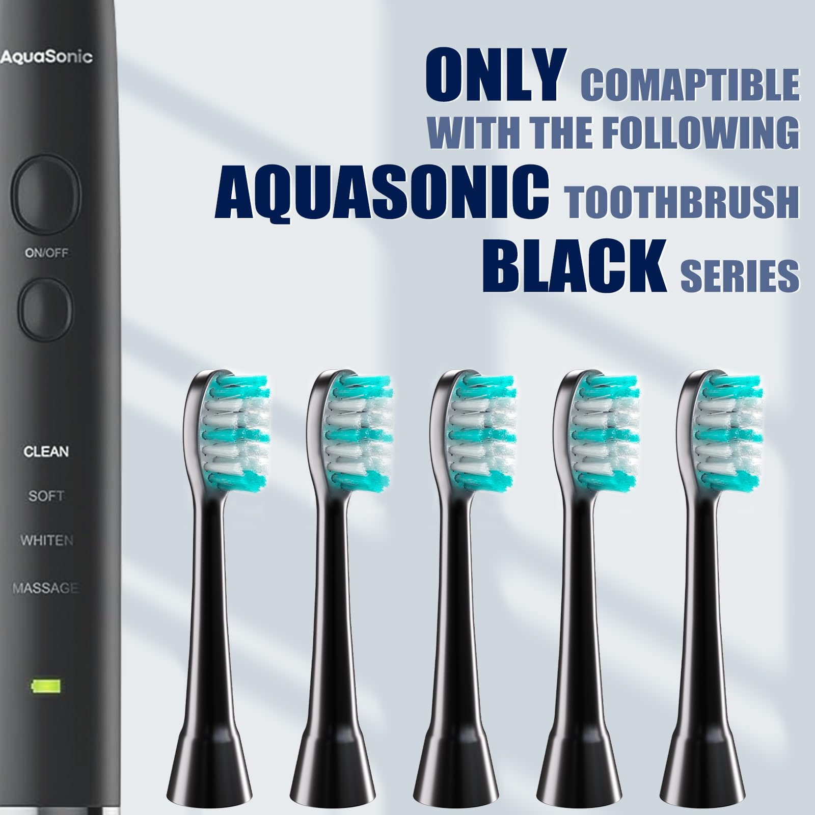 AquaSonic Black Series replacement brush heads pack - angled/back view