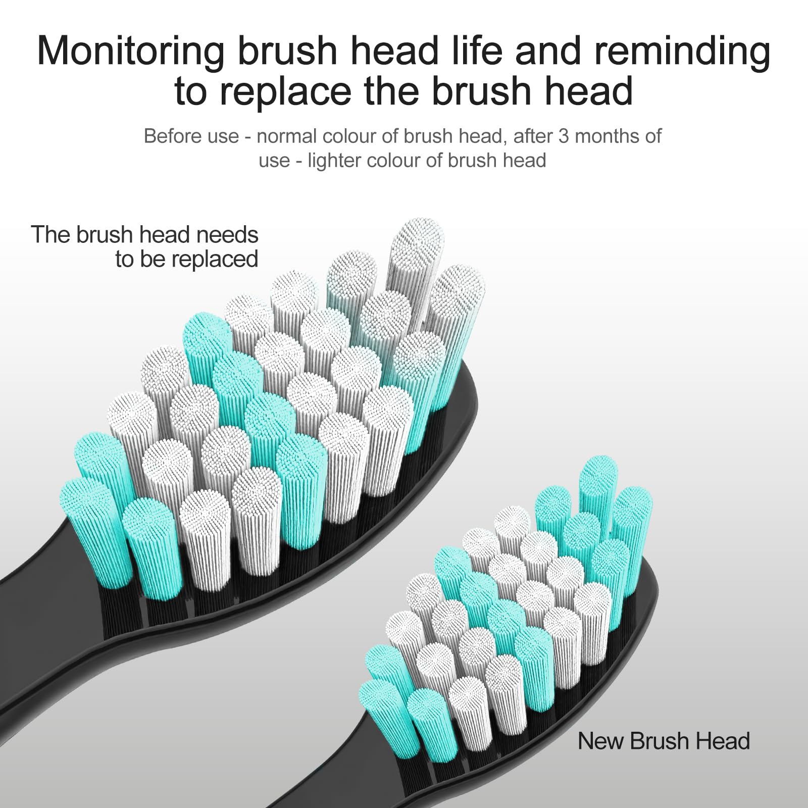 Bristle color fade indicator on AquaSonic replacement brush head
