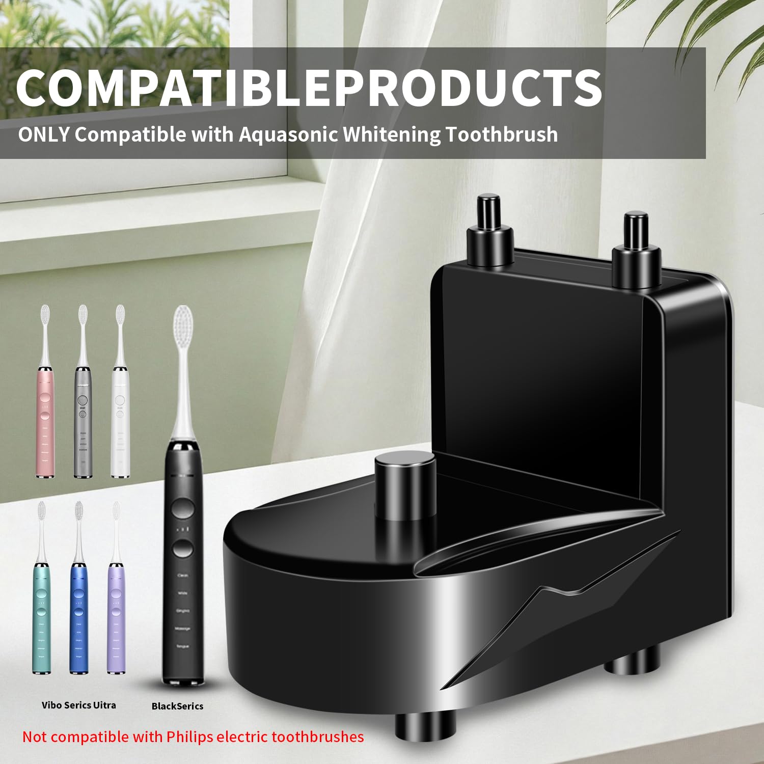 Inductive charging base for AquaSonic Vibe Series toothbrush