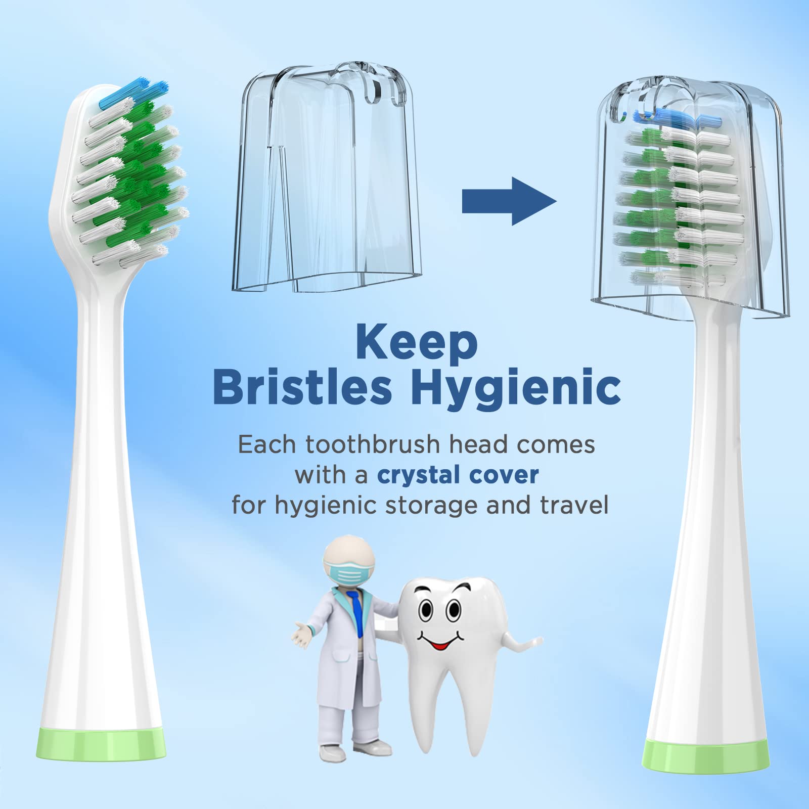 Soft end-rounded bristles for gentle cleaning