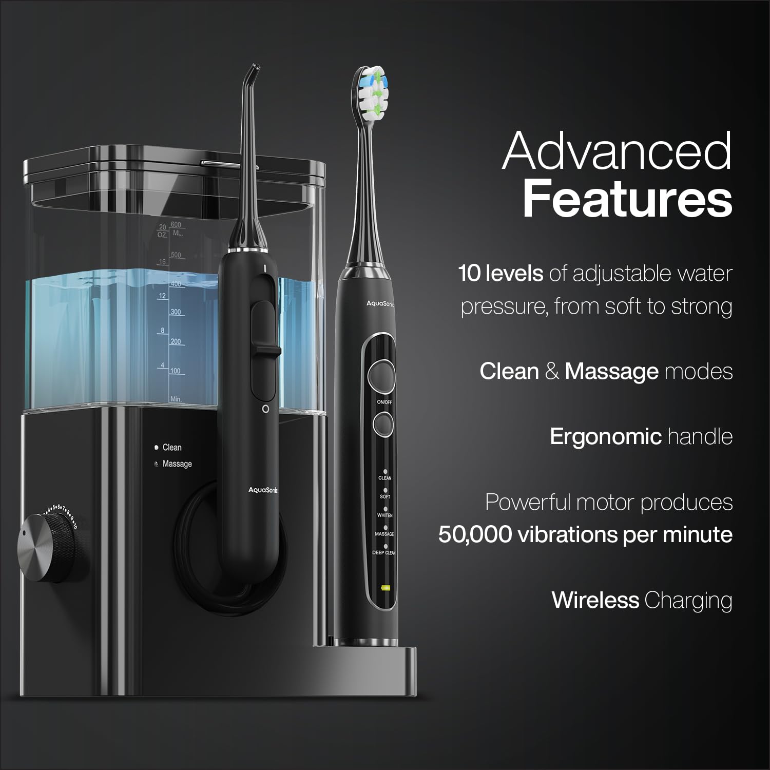 Black Series Pro electric toothbrush from AquaSonic HDCPro