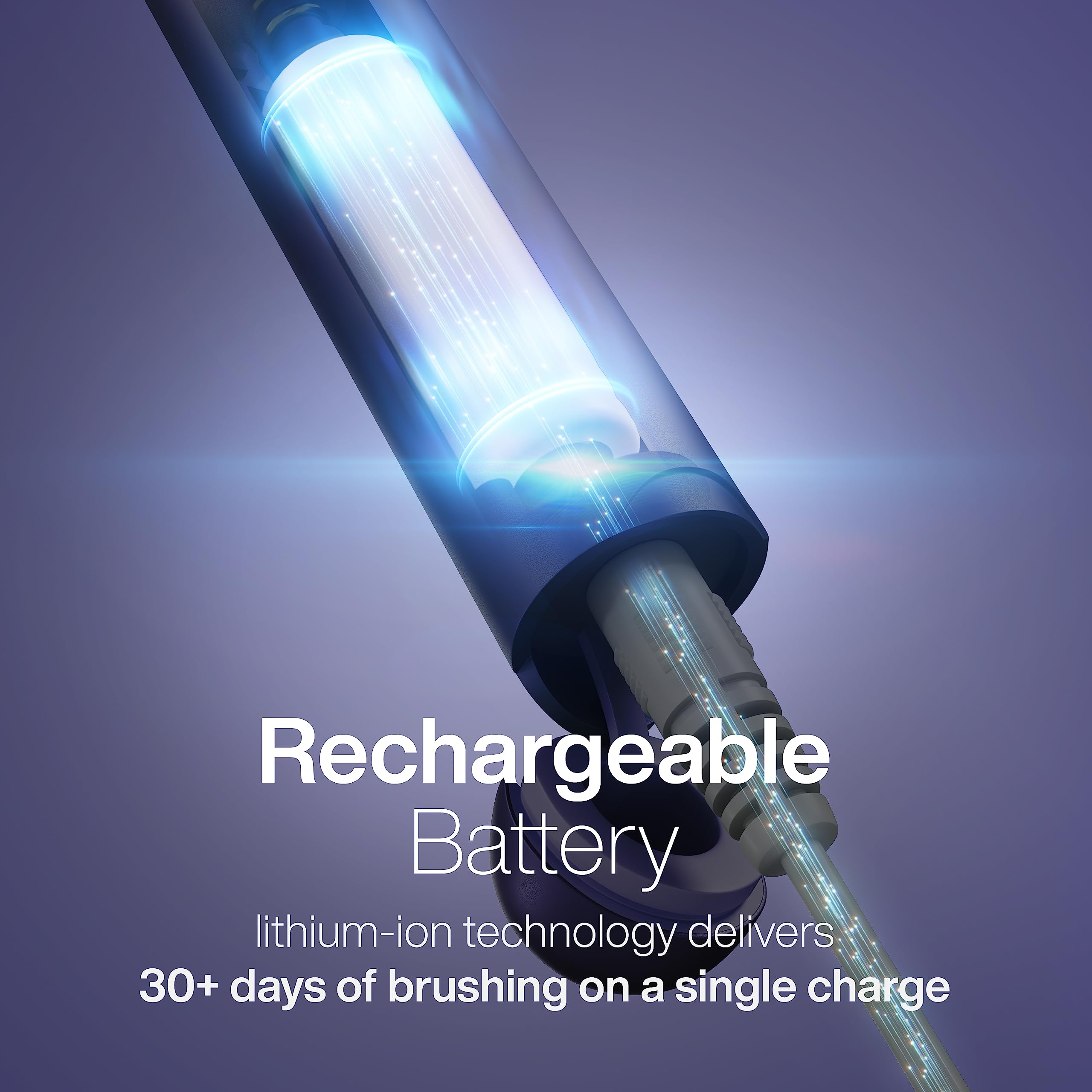 Lithium-ion battery indicator and long life for Aquasonic Icon Lilac
