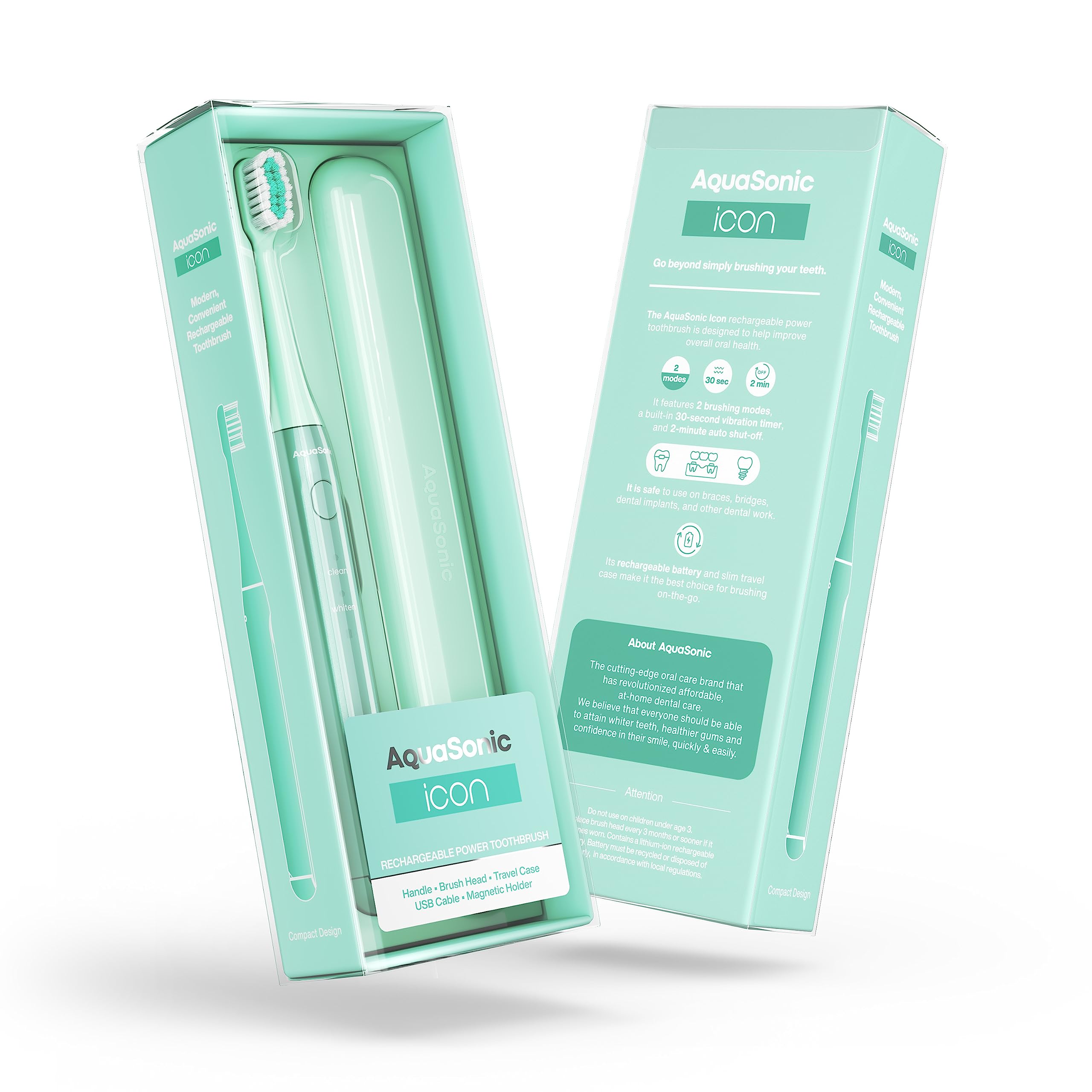 Aquasonic Icon mint packaging box