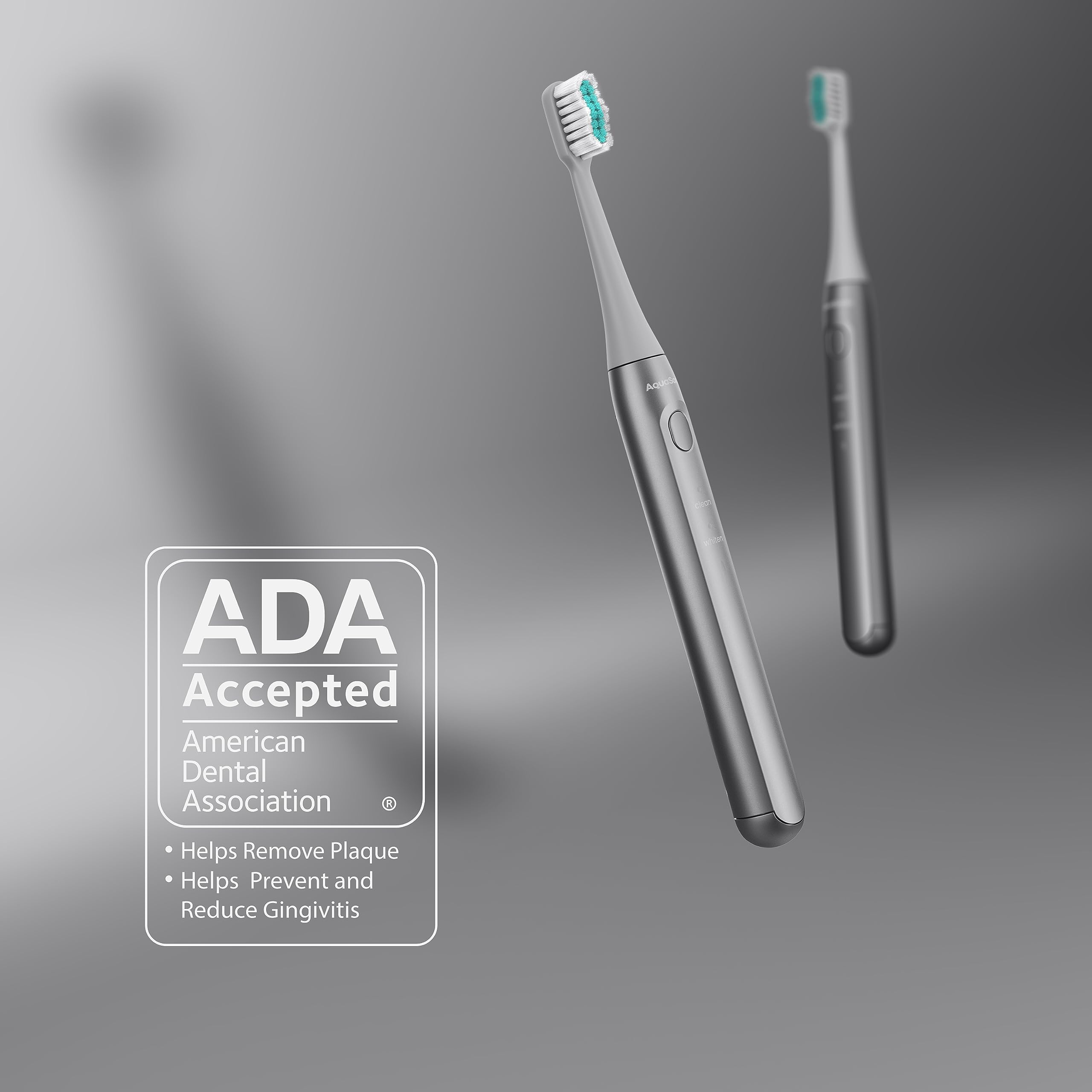 Toothbrush handle and brush head of Aquasonic Icon in Stone