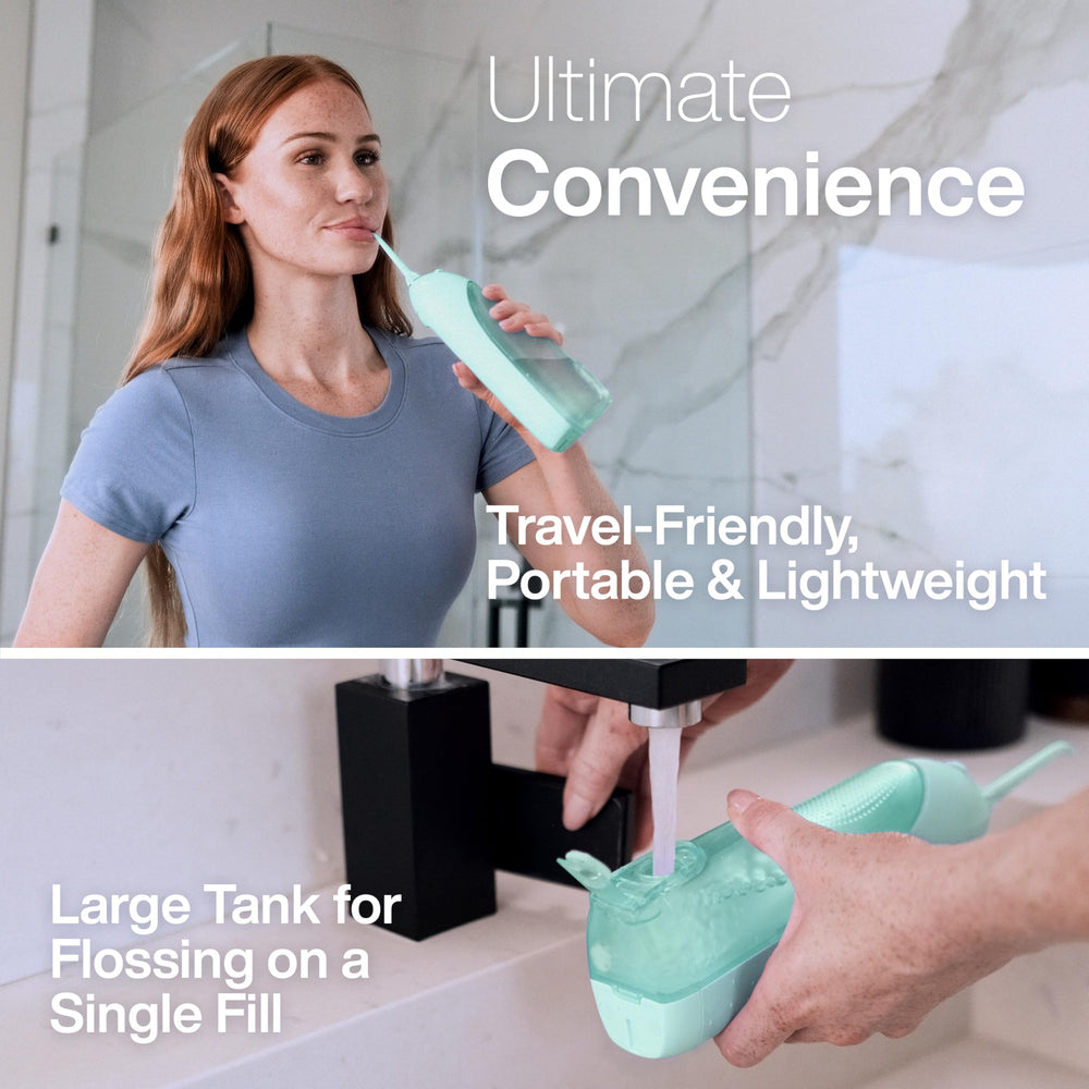 AquaSonic Icon Water Flosser being used around braces