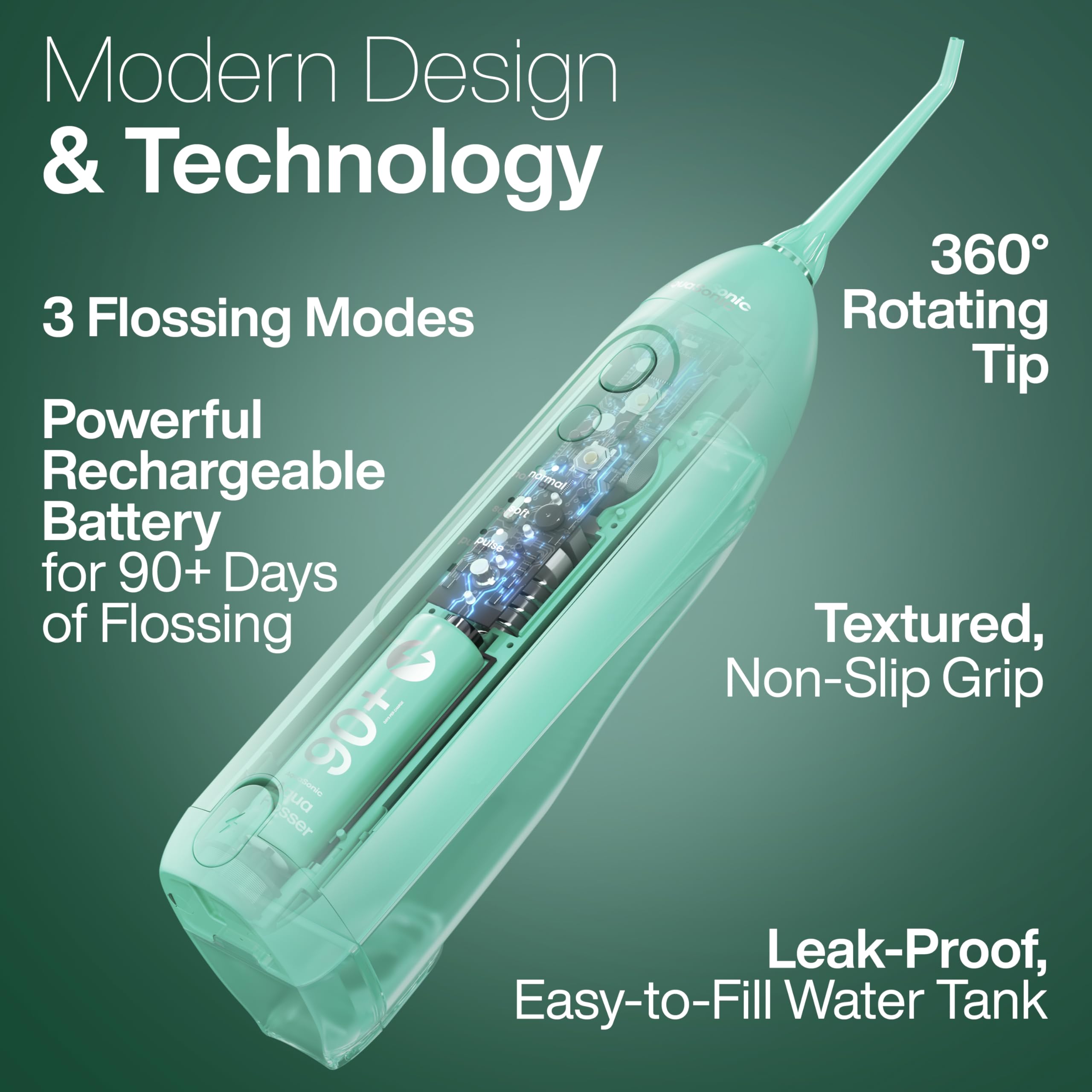 Rechargeable battery indicator for AquaSonic Icon Water Flosser