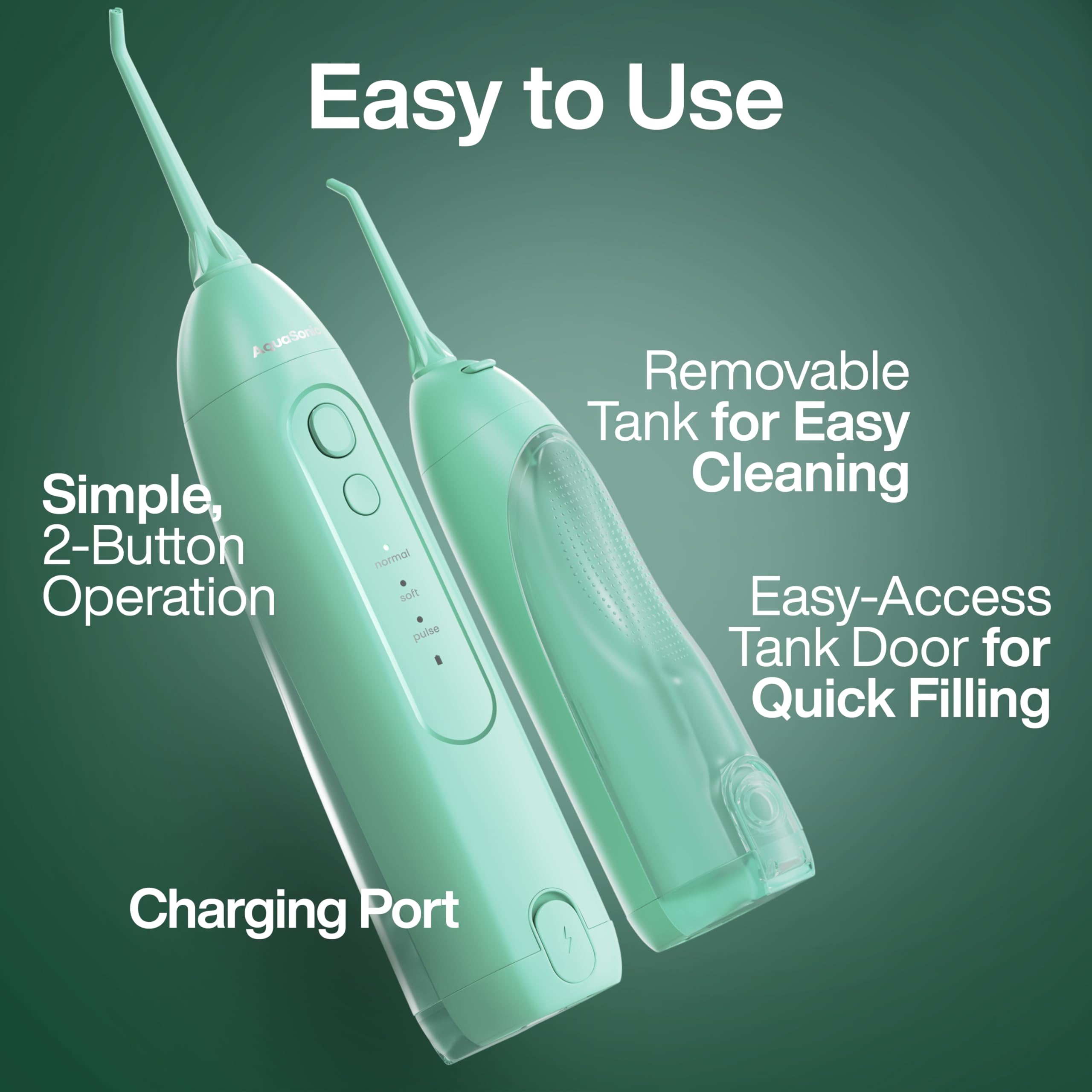 Waterproof design badge on AquaSonic Icon Water Flosser