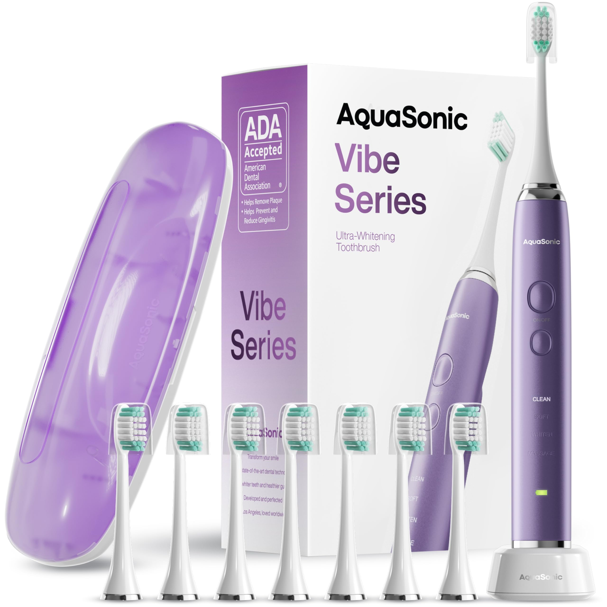 Satin Violet Aquasonic Vibe Series toothbrush front view