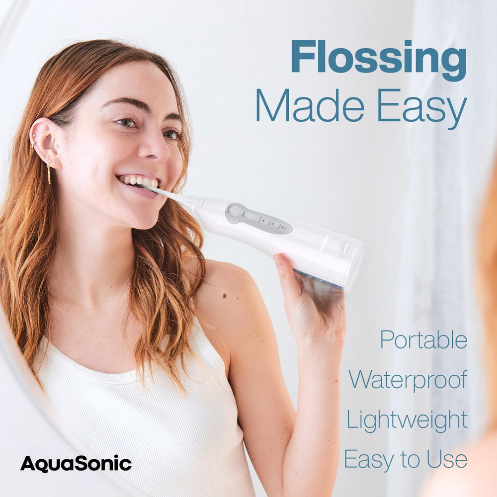 Rechargeable lithium-ion battery visible inside AquaSonic water flosser