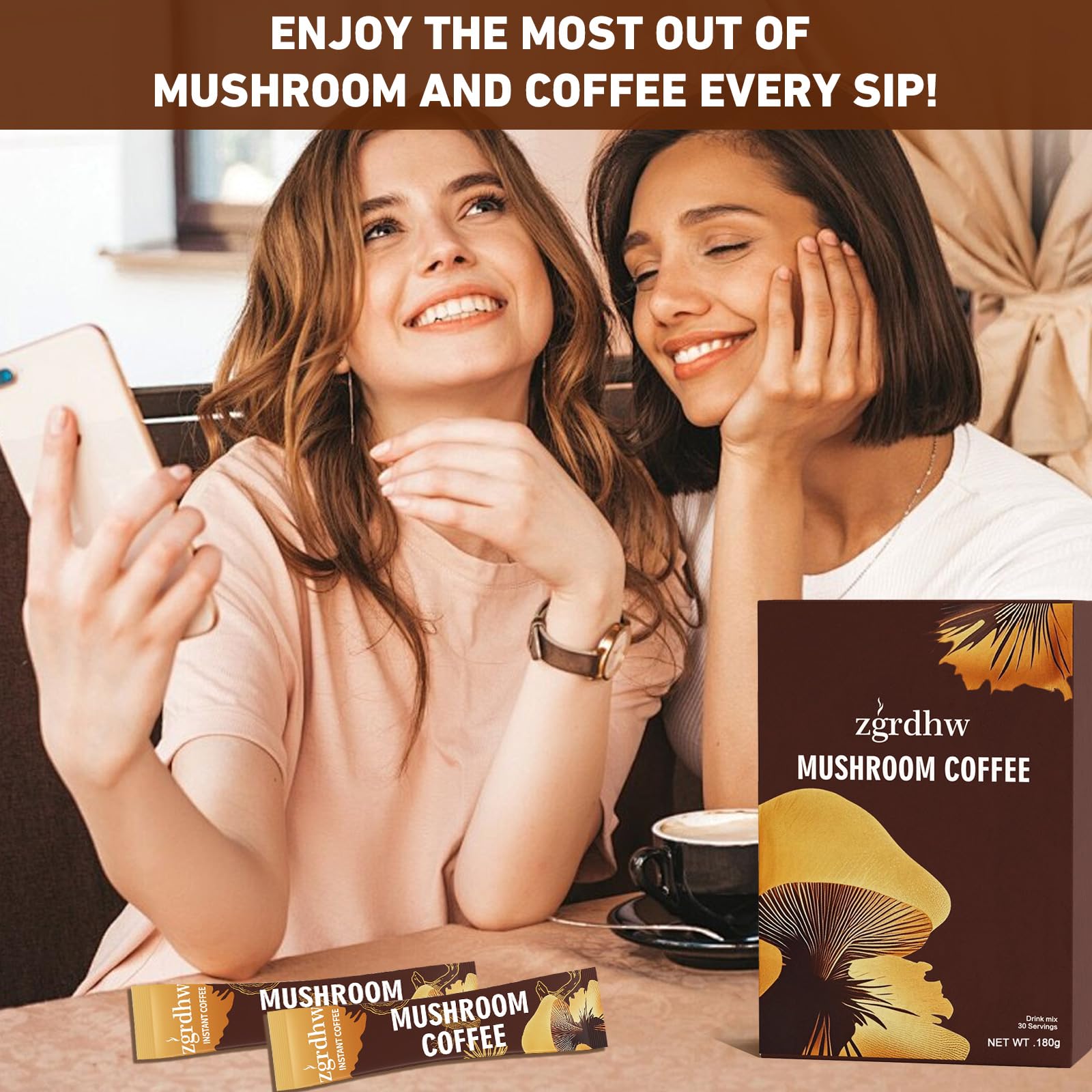 Arabica coffee beans with MCT oil and coconut milk ingredients.