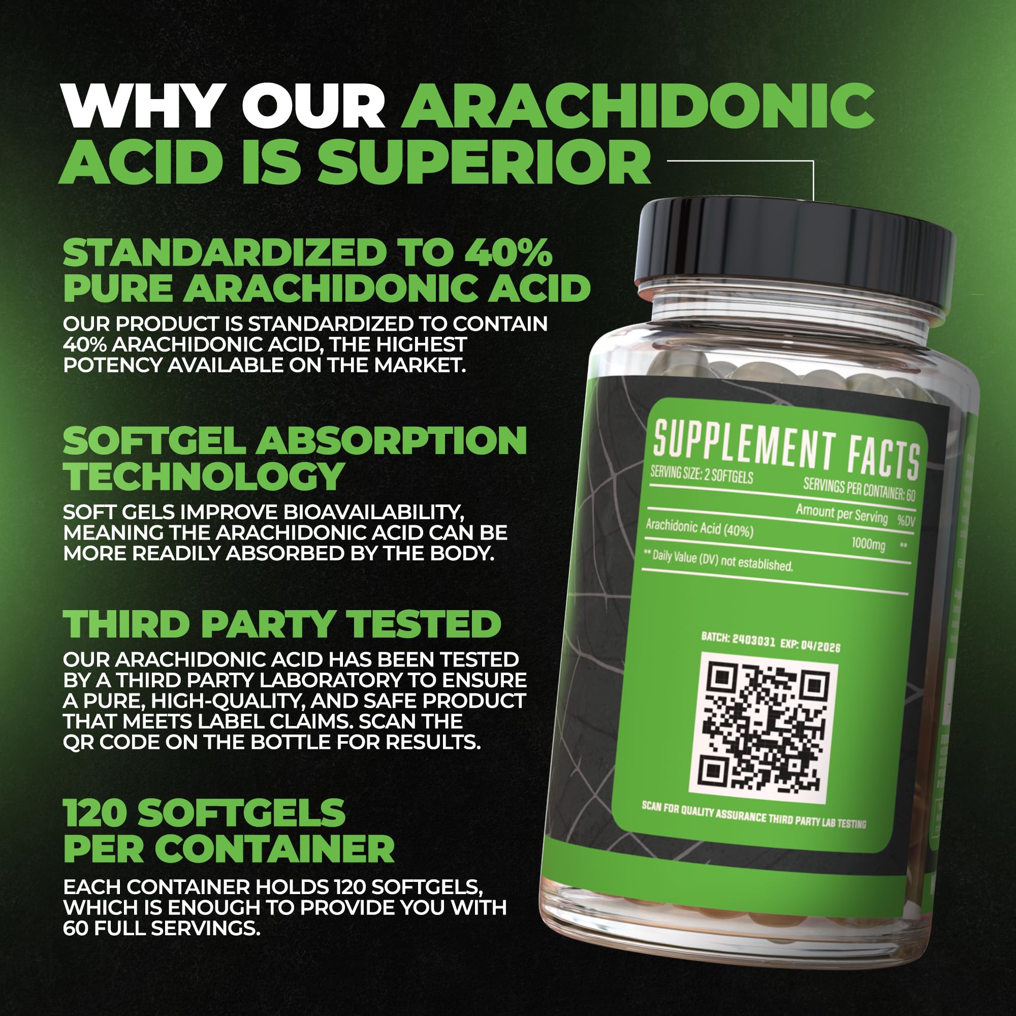Arachidone bottle close-up label