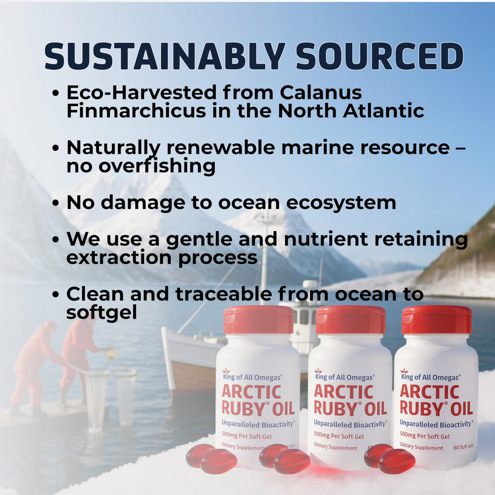 Arctic Ruby Oil three-pack packaging with 60 softgels