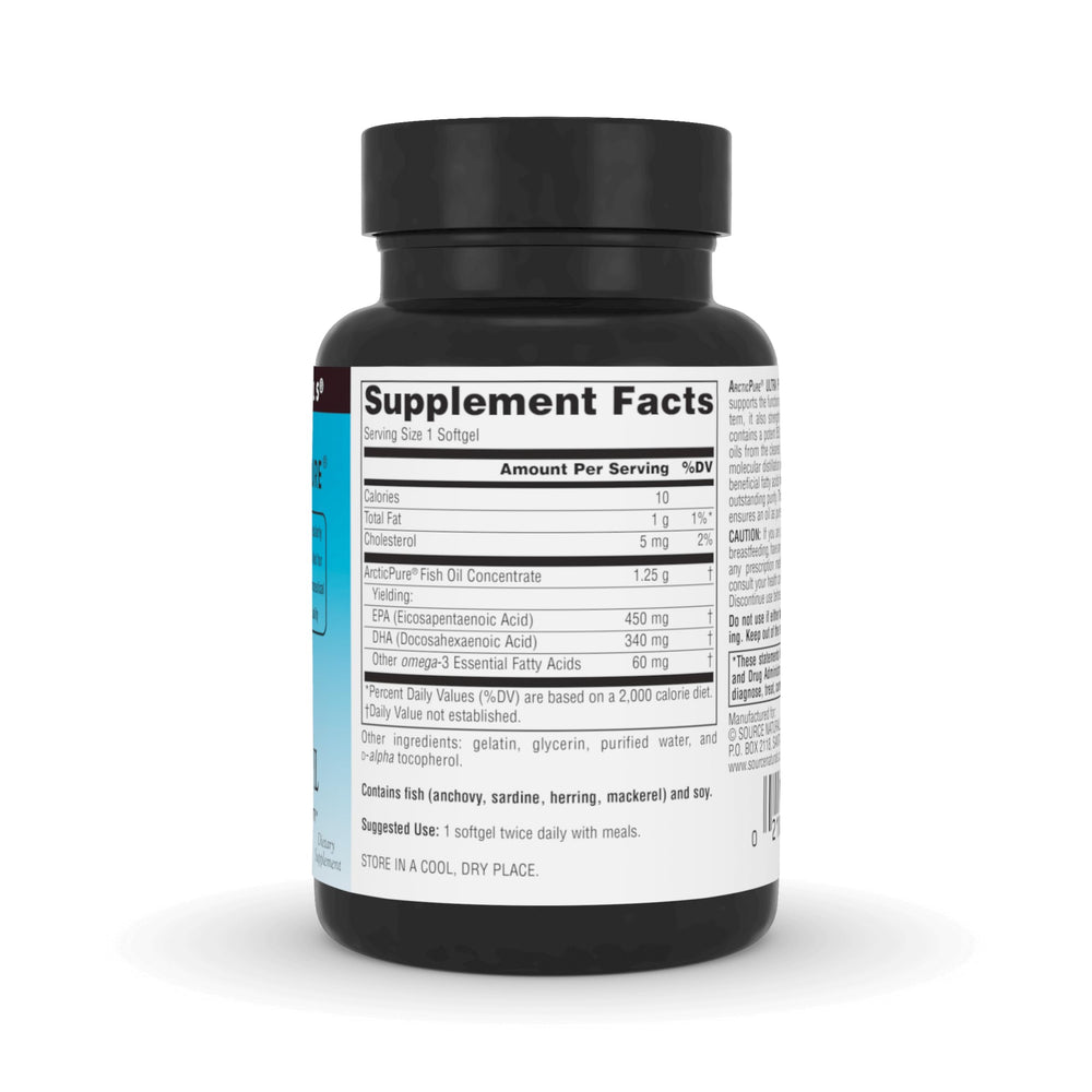 ArcticPure bottle label showing ingredients and dosage