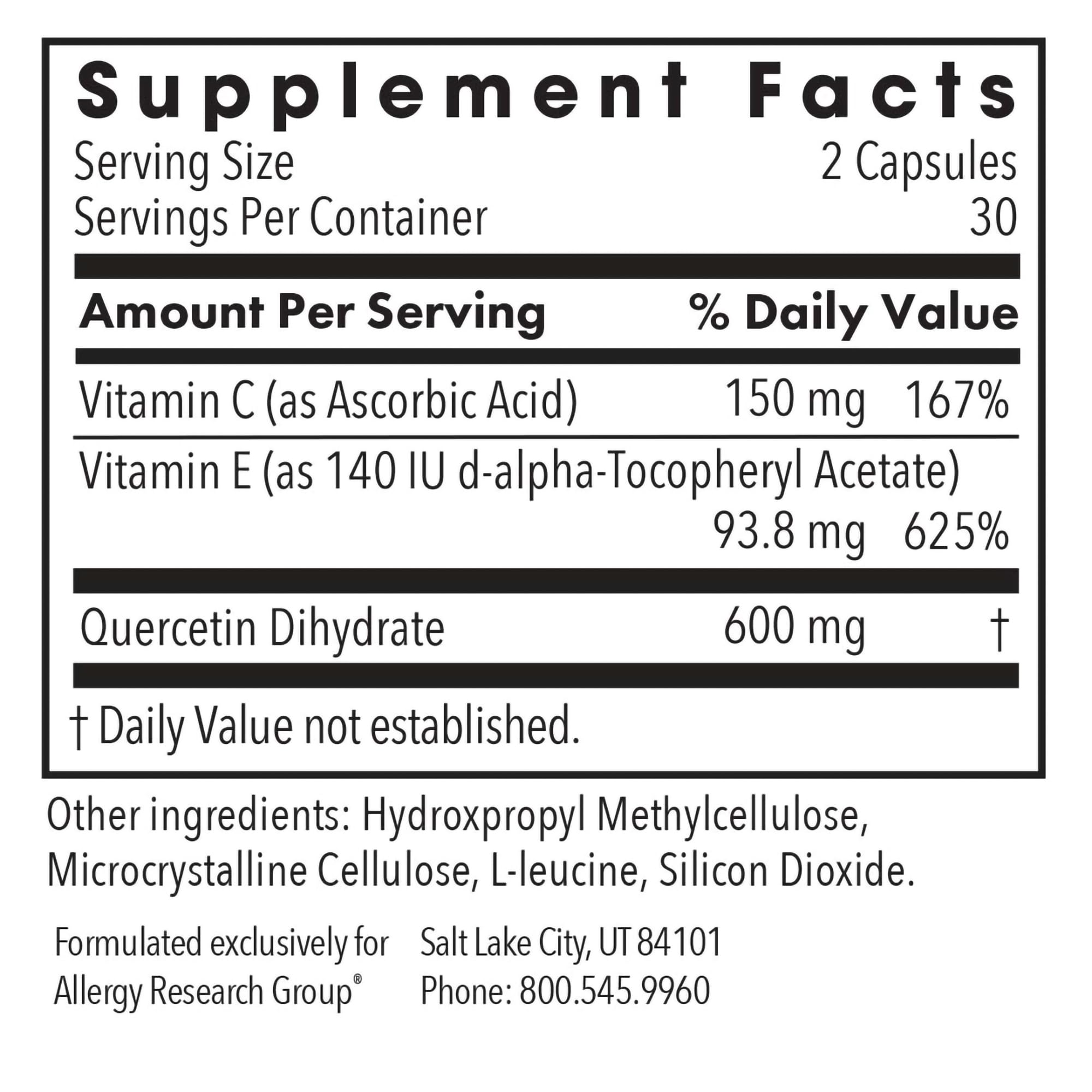 Quercetin 300 vegetarian capsules in bottle