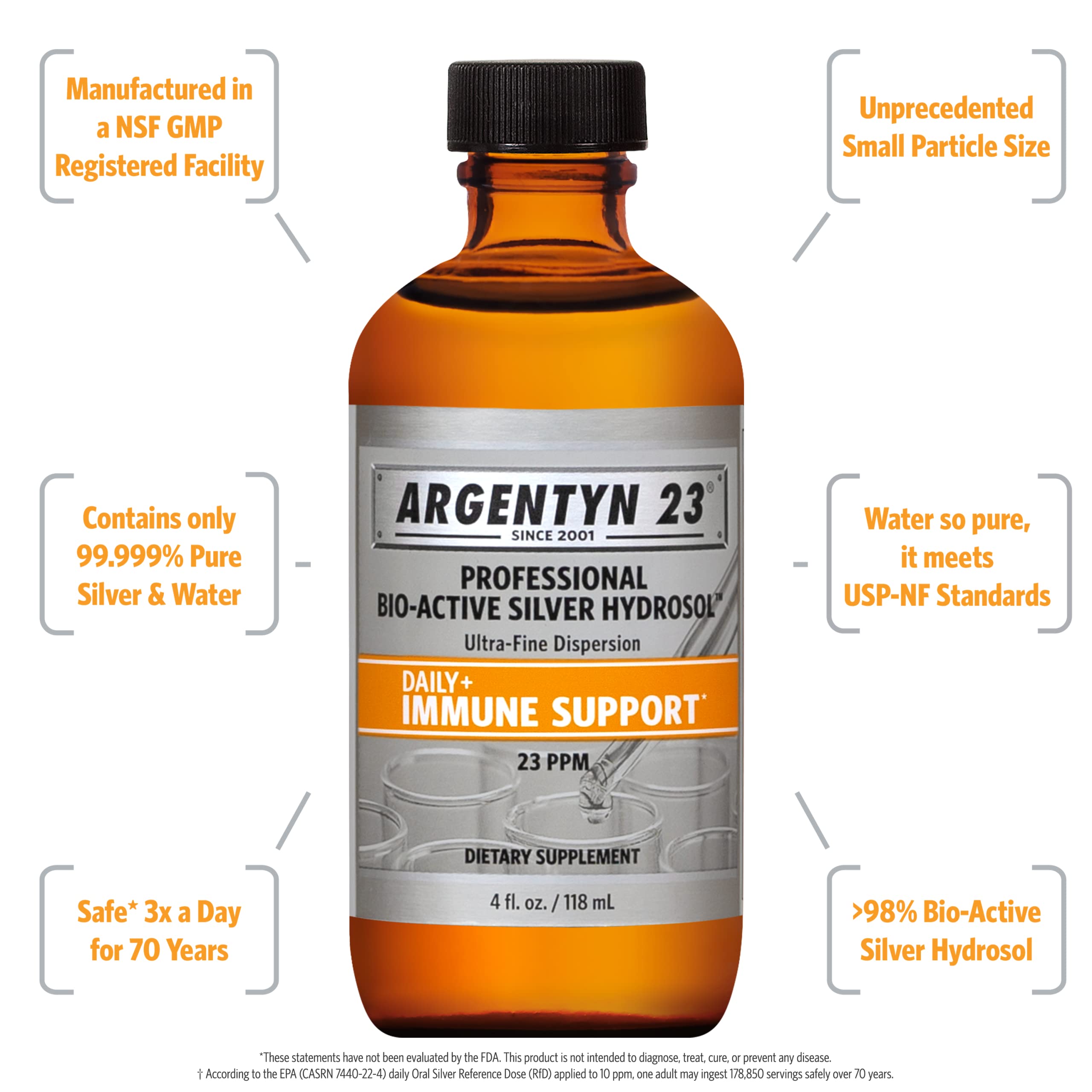 Close-up of Argentyn 23 label and twist-top cap