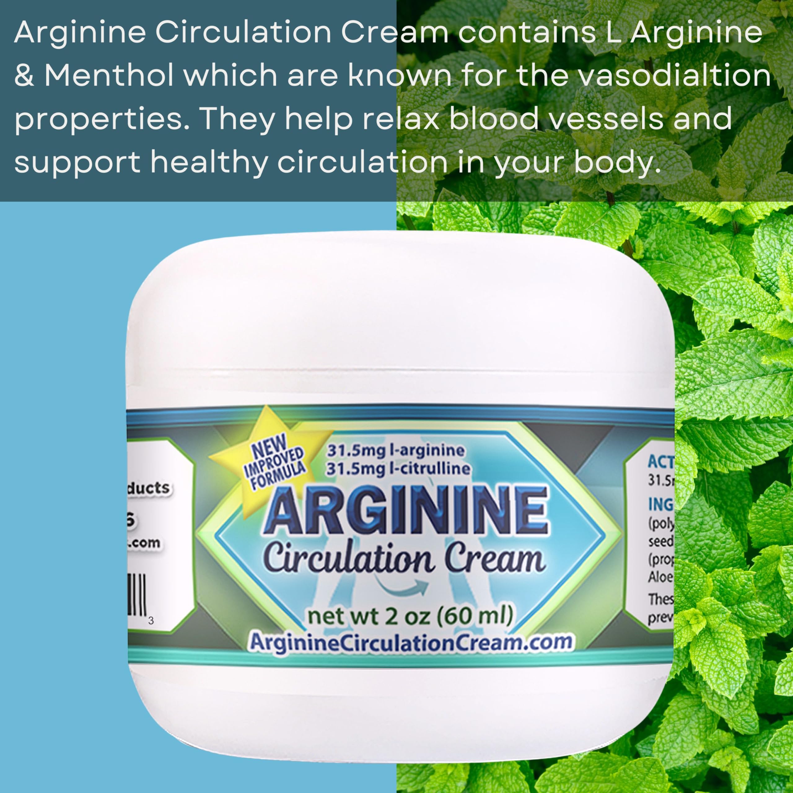 Nightly application of Arginine Circulation Cream on the leg