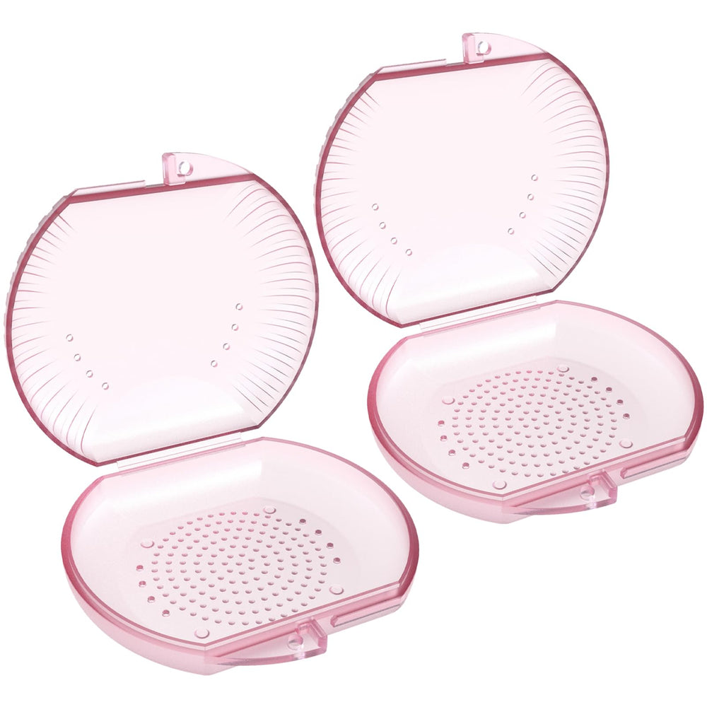 Open snap-on lid of ARGOMAX pink orthodontic box