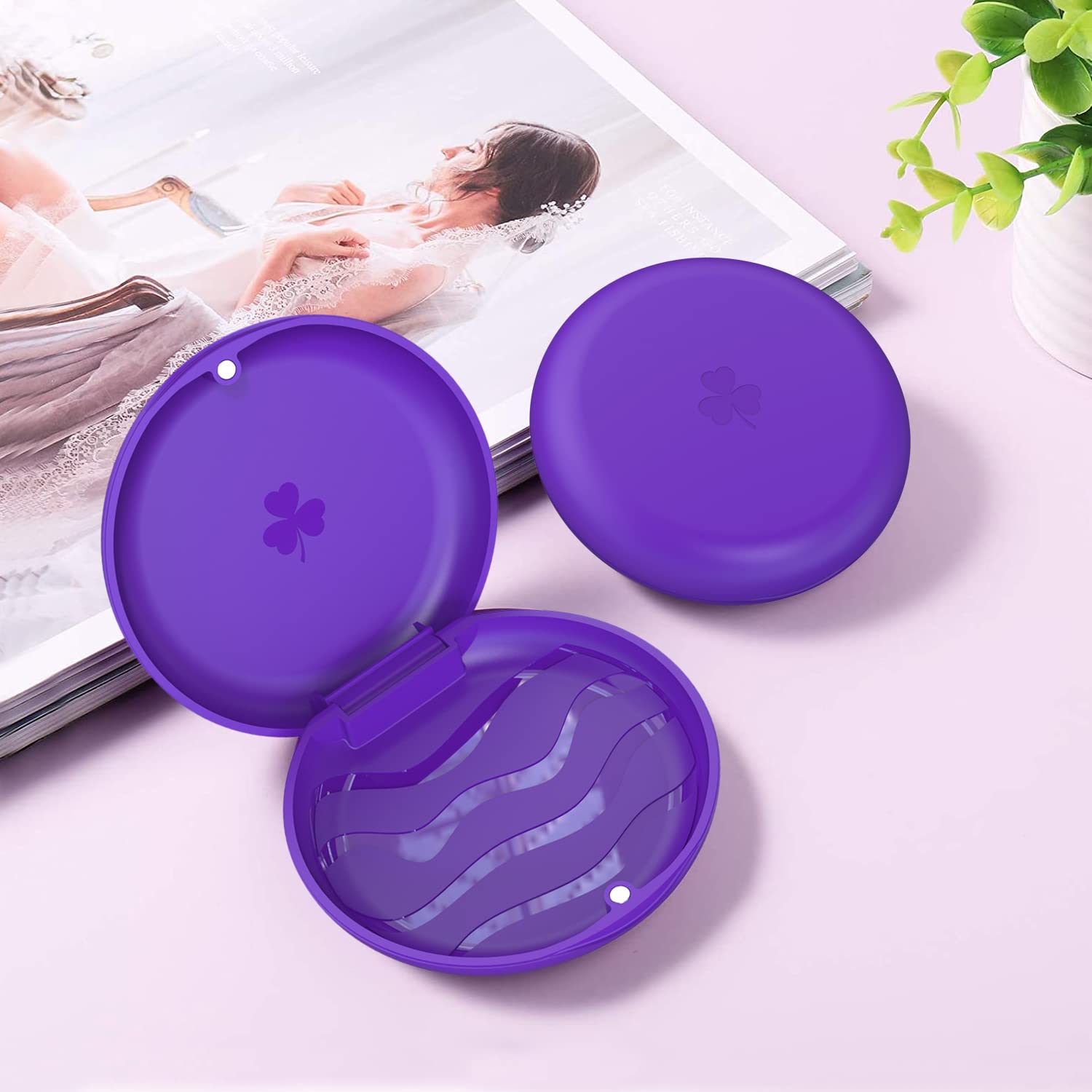 Interior view showing purple case with silicone inner support