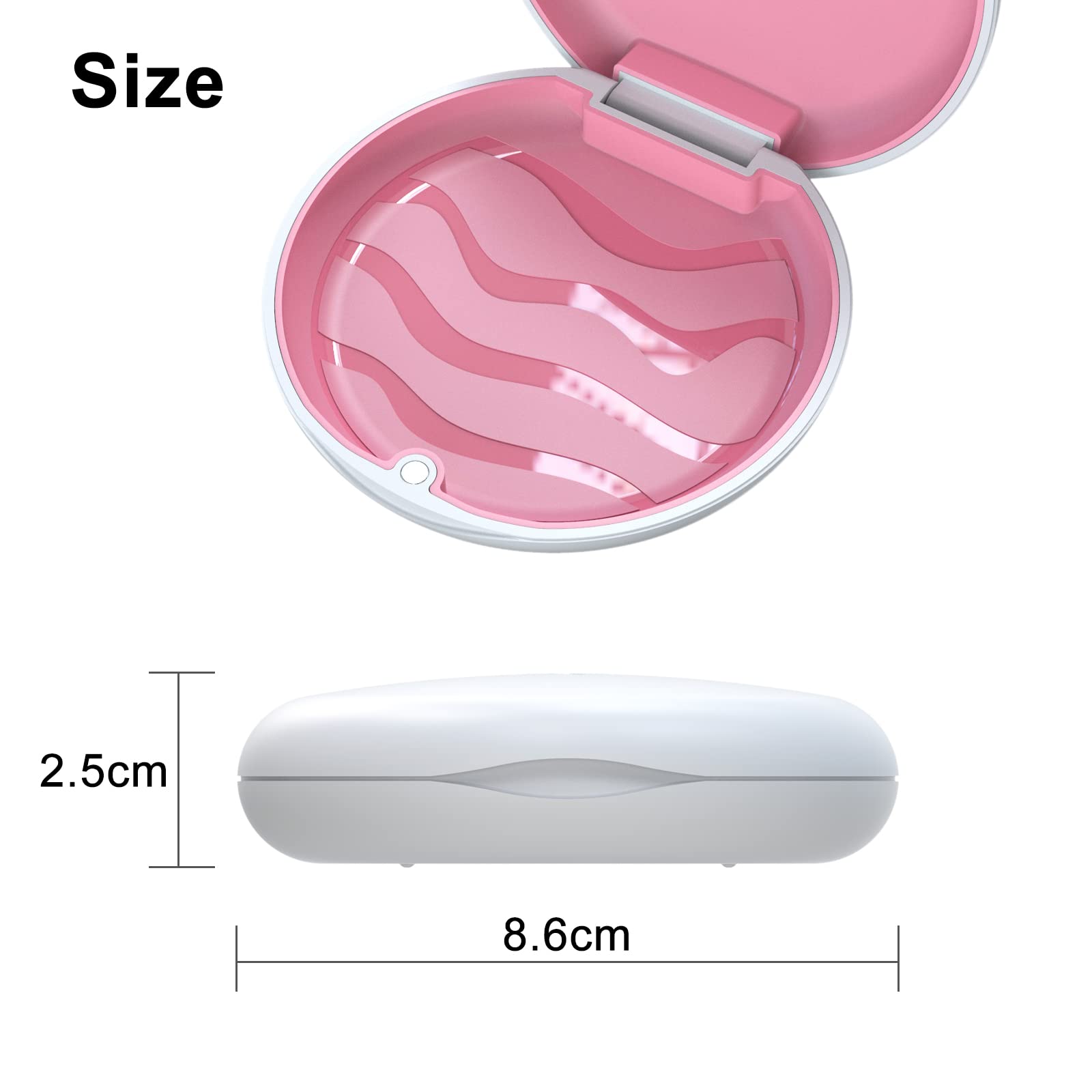 ARGOMAX aligner case in white with pink silicone, side view