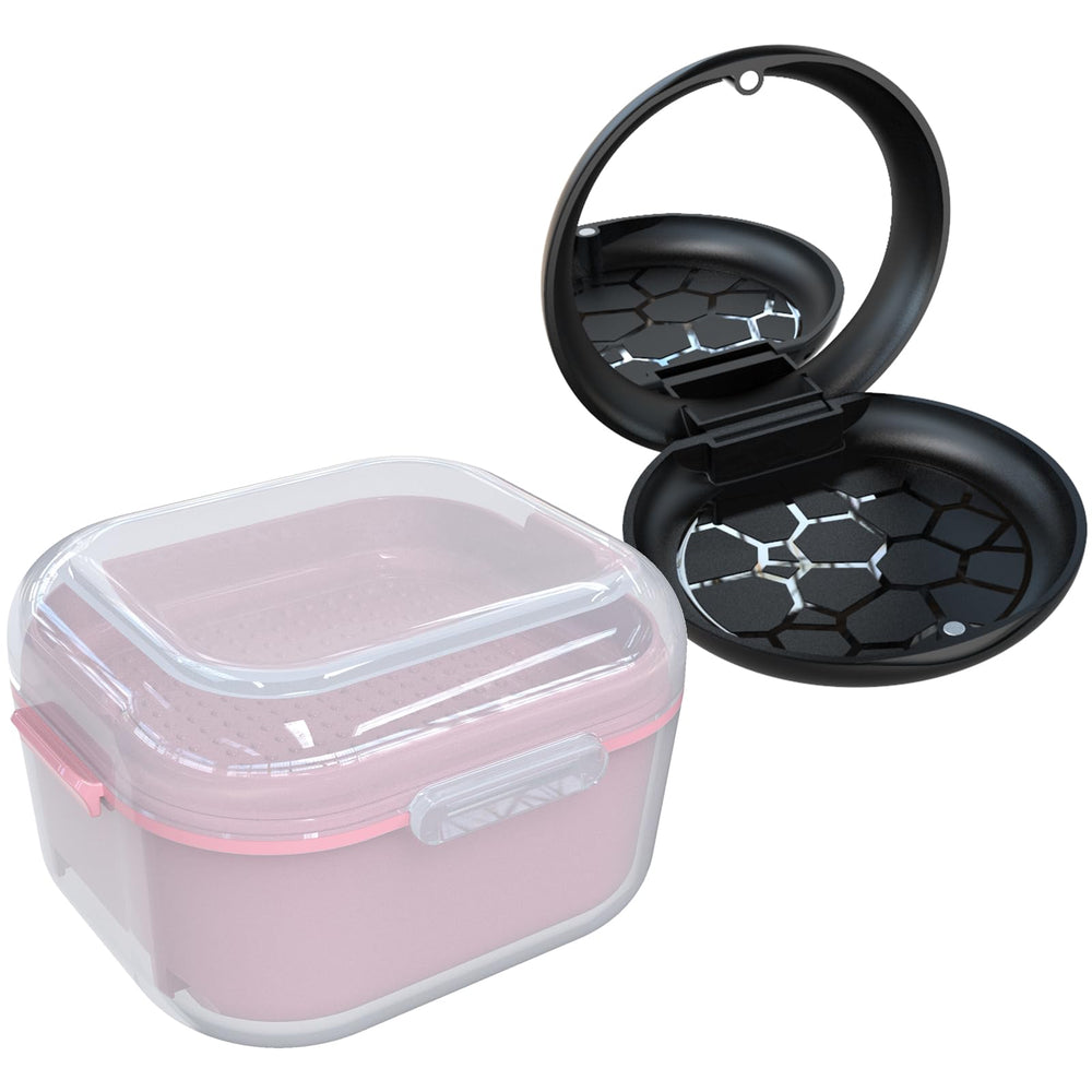 ARGOMAX denture case with translucent housing and hingeless lid