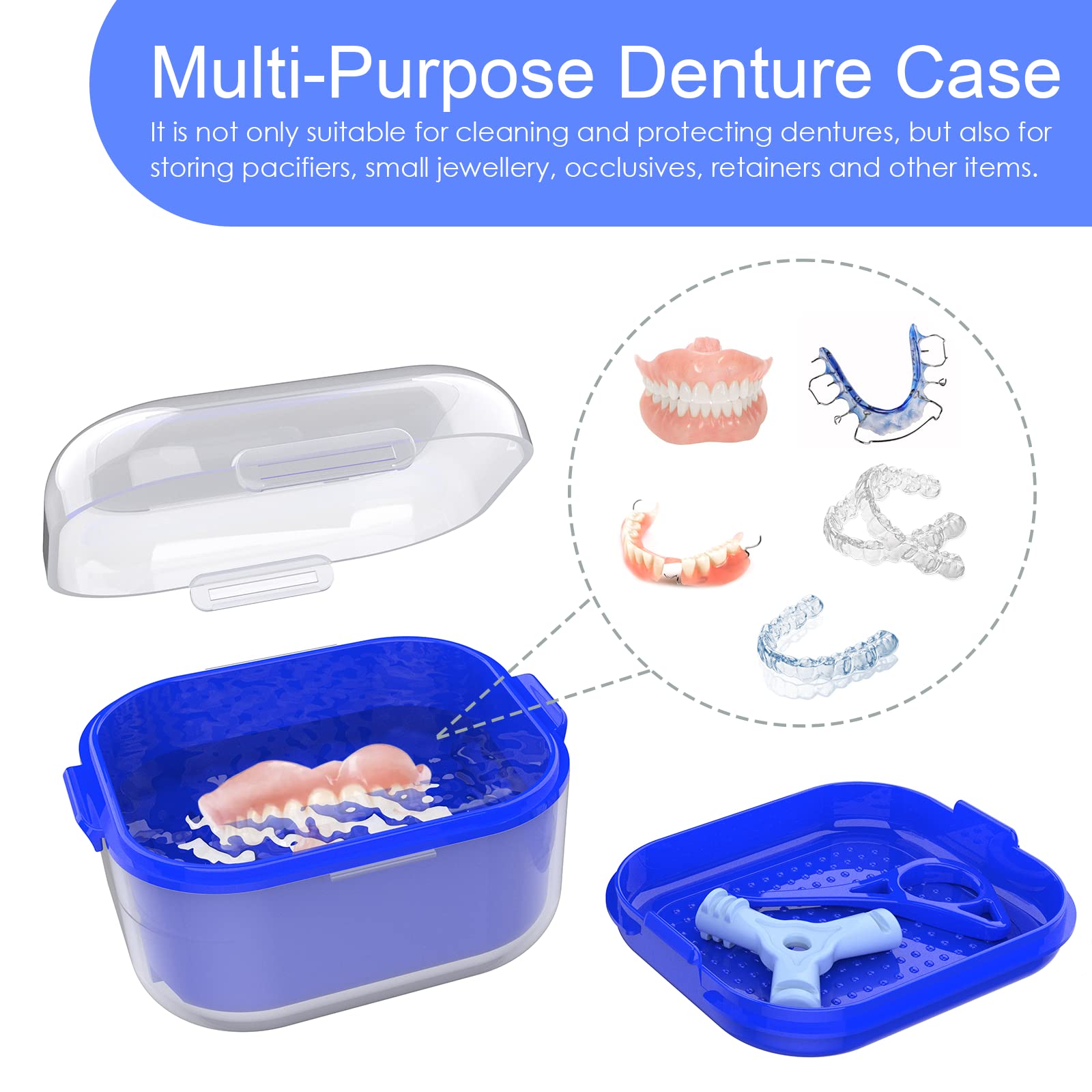 Denture case lid closed with hingeless design