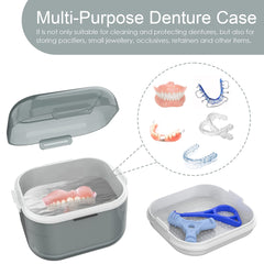 Multi-purpose denture cleaning case storing dentures, pacifiers and jewelry