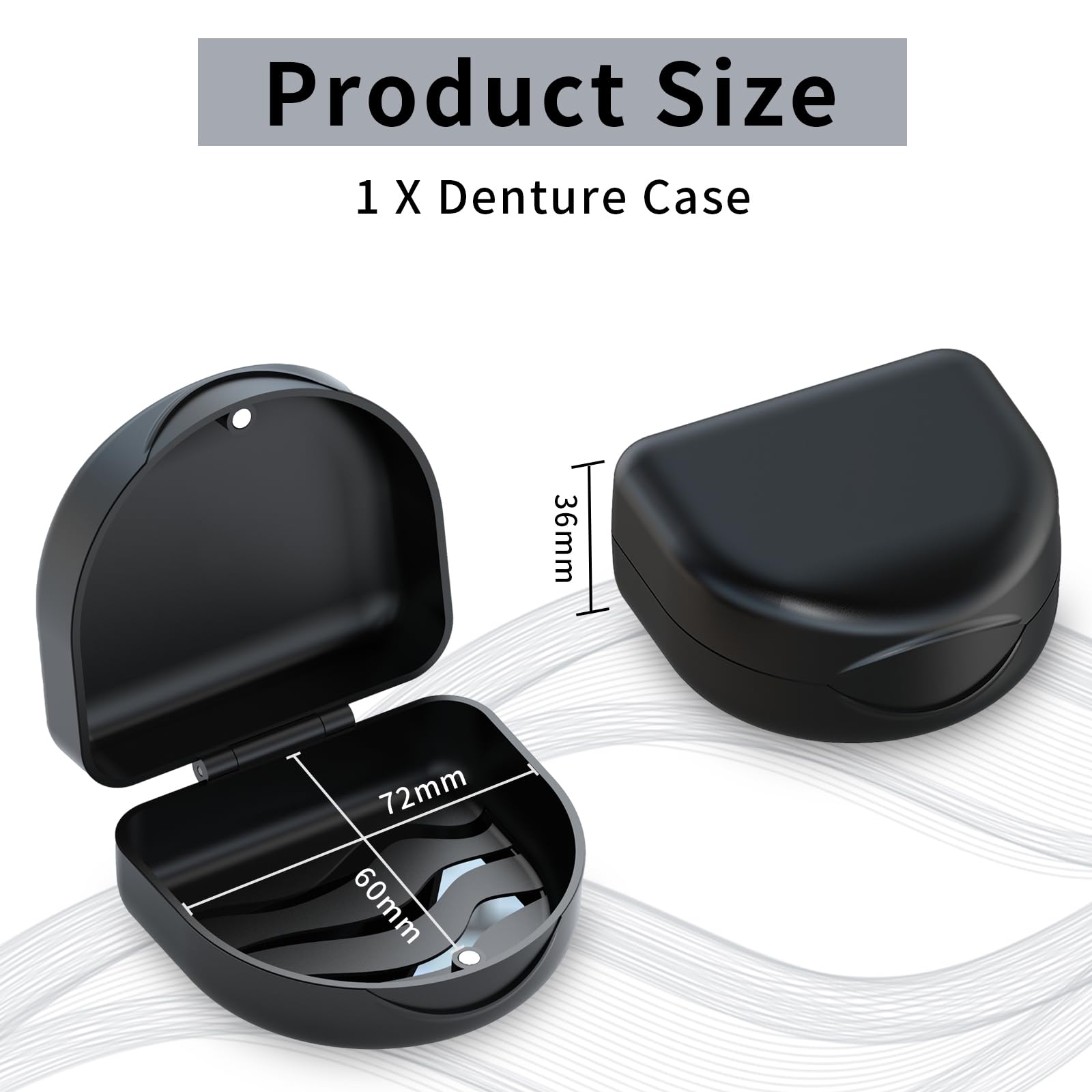 Built-in drainage tray to help dentures dry quickly