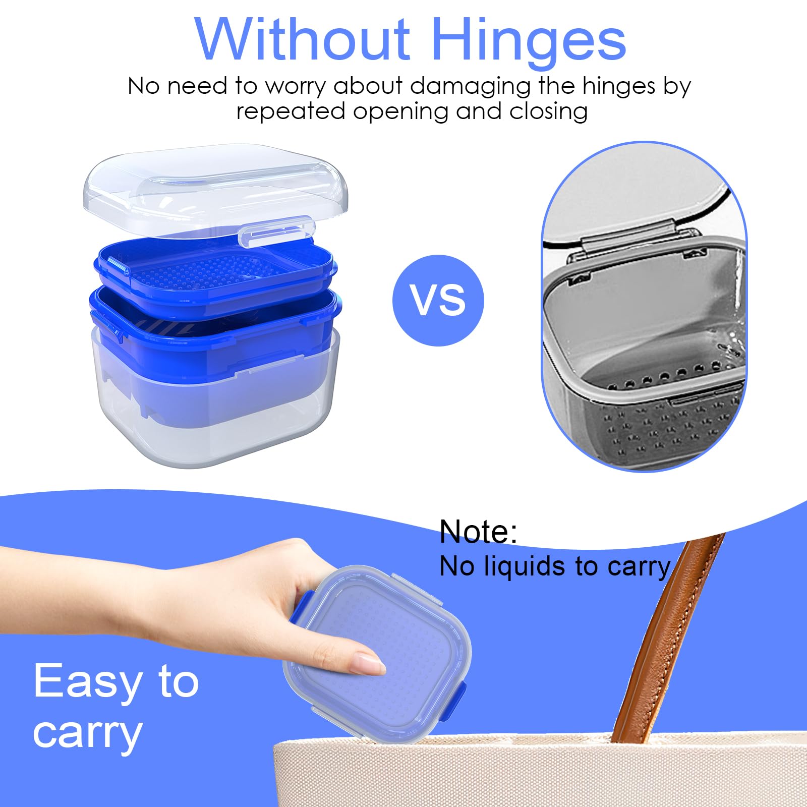Built-in drainage tray for quick drying of dentures