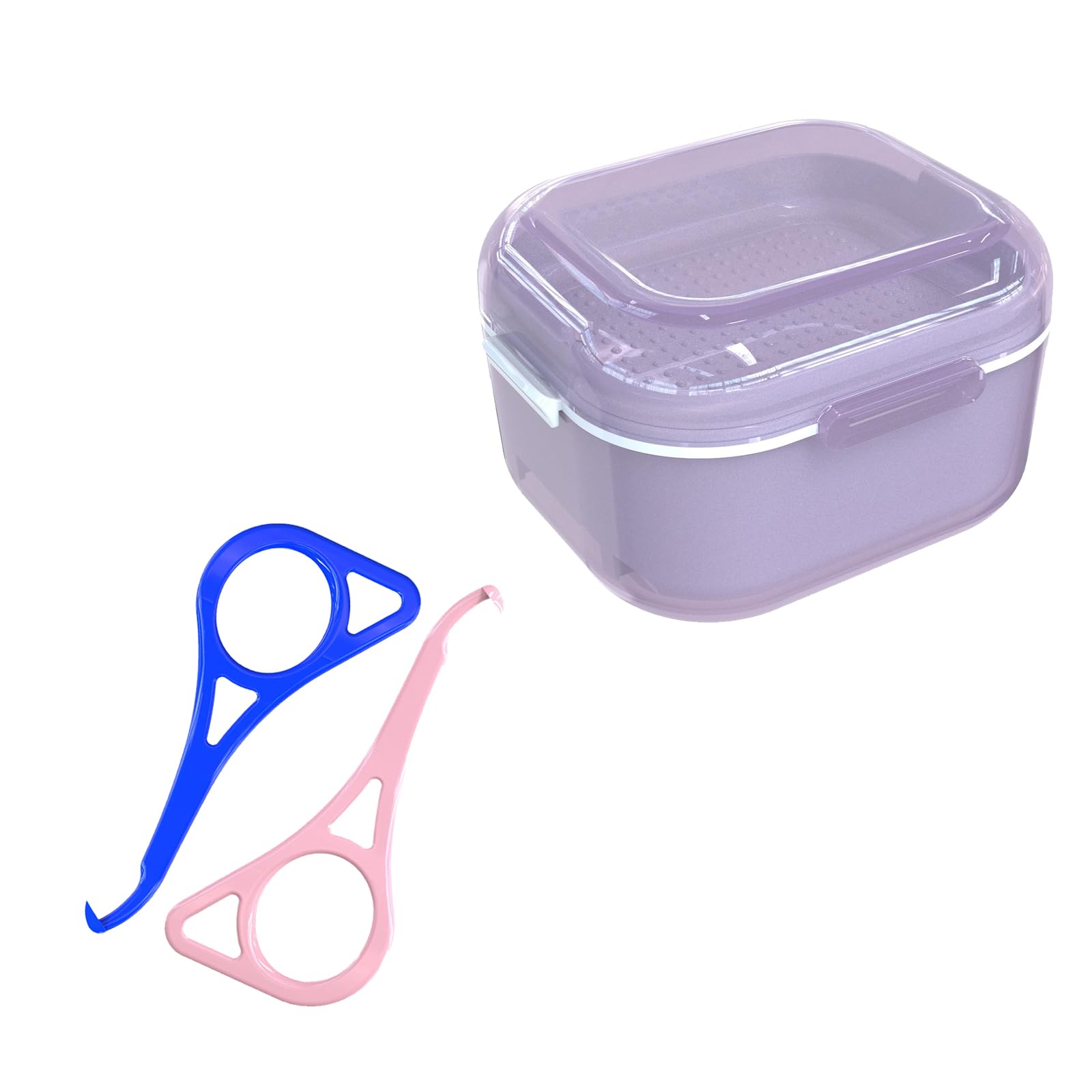 ARGOMAX denture case with translucent purple housing