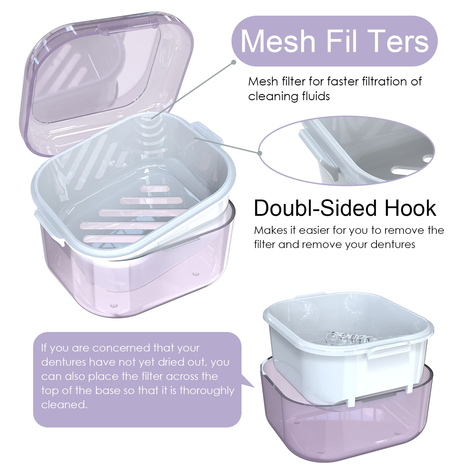 Portable denture case for home, office, and car