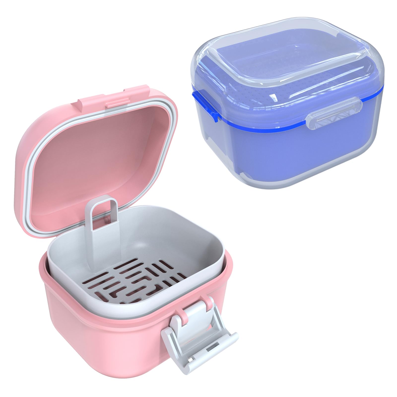 ARGOMAX dark blue denture cup for soaking with translucent housing