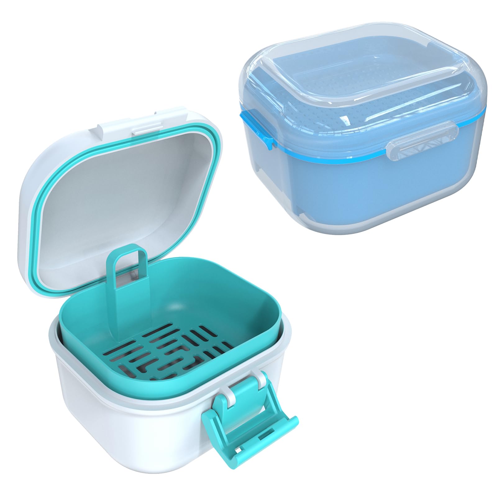 ARGOMAX denture cup in light blue for soaking dentures