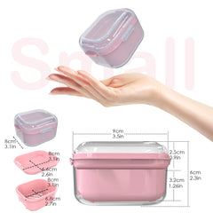 Hinges and pressure clips on lid of leak-proof denture bath cup