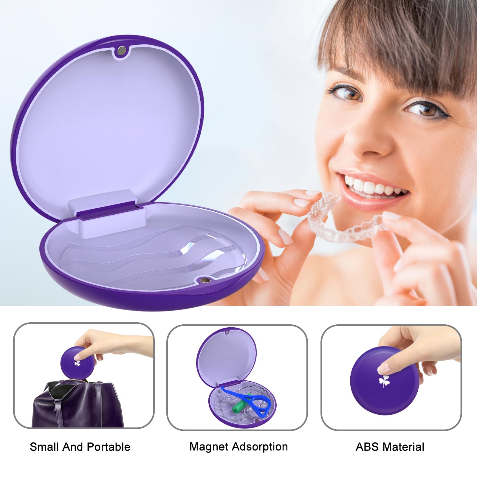 Purple orthodontic box with silicone insert