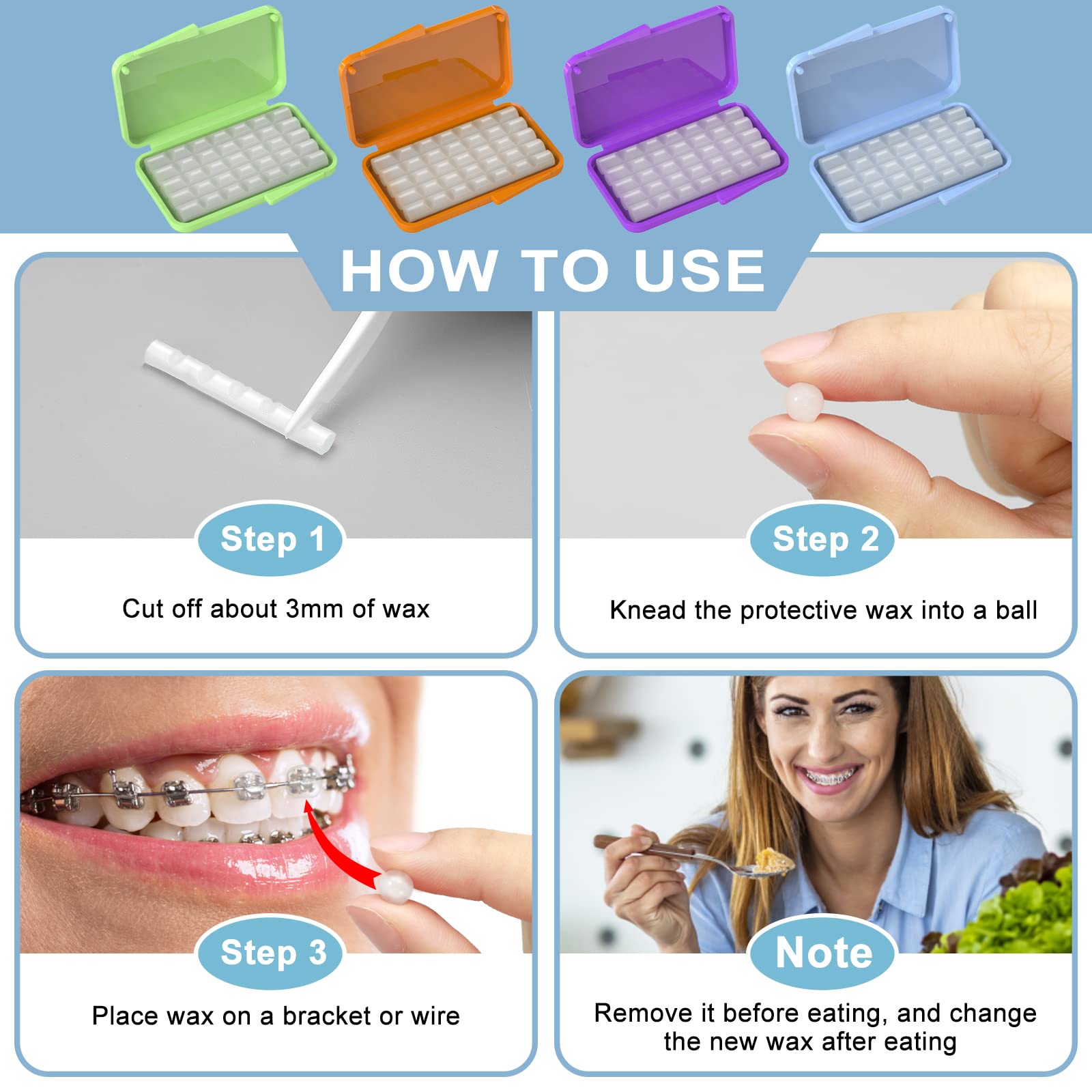 100 strips of braces wax for daily wear